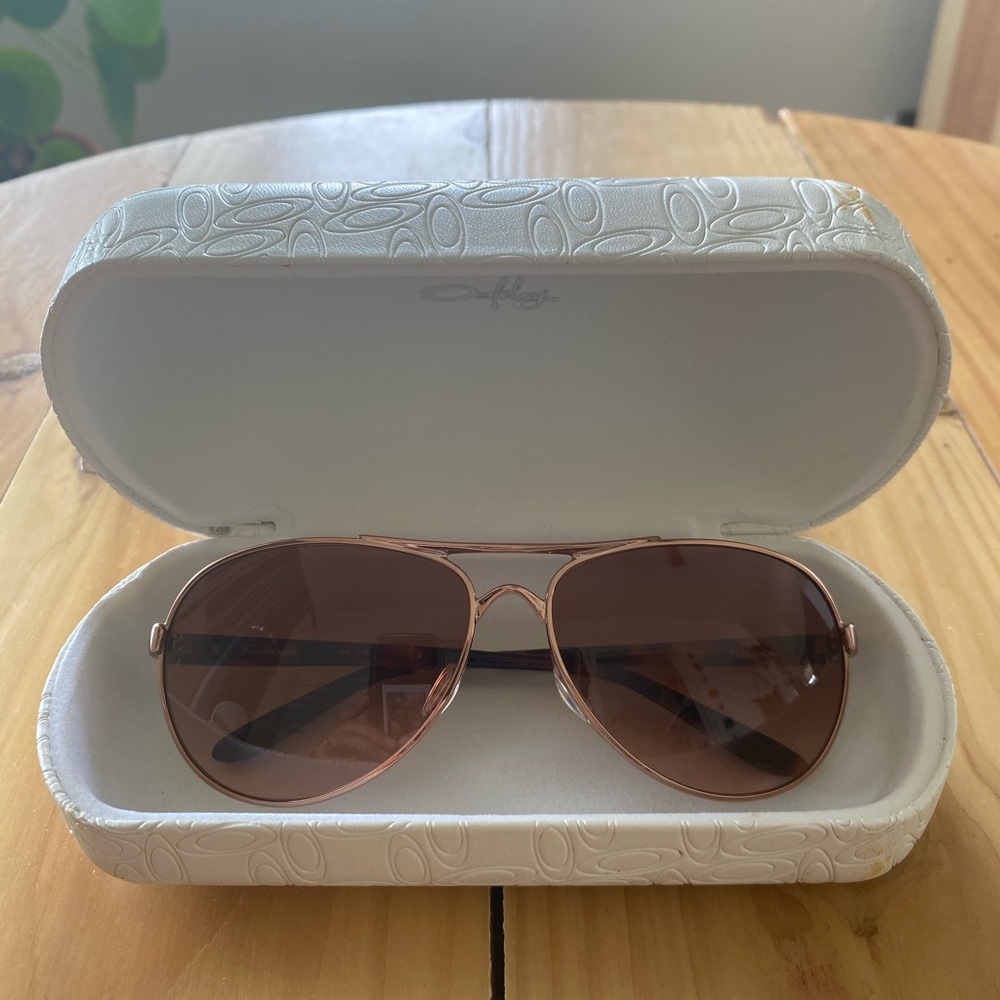 Oakley Feedback rose gold aviator sunglasses